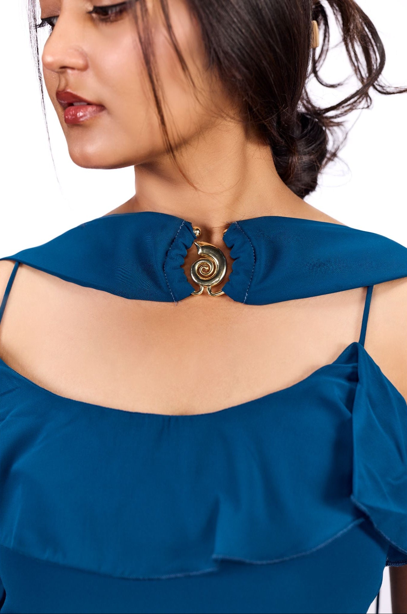 Sapphire blue ruffle maxi Dress