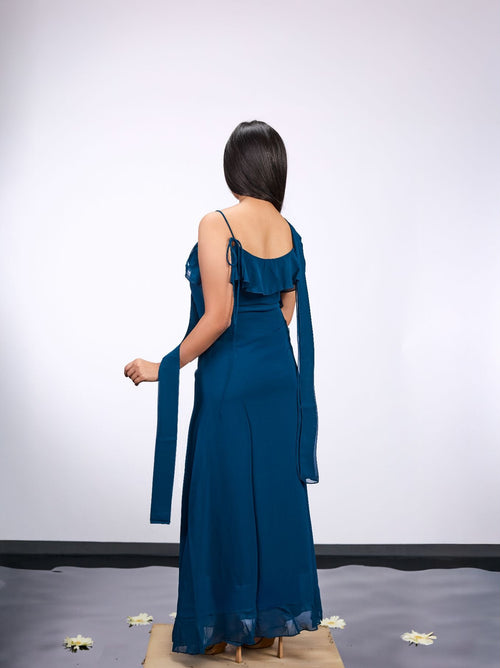 Sapphire blue ruffle maxi Dress